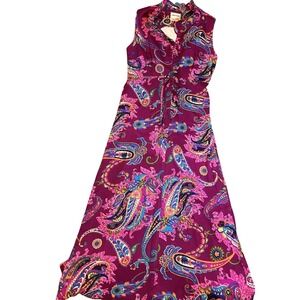 VNTG Liberty House Hawaii‎ Paisley Boho Floral Psychedelic Floral Dress 70 XS S